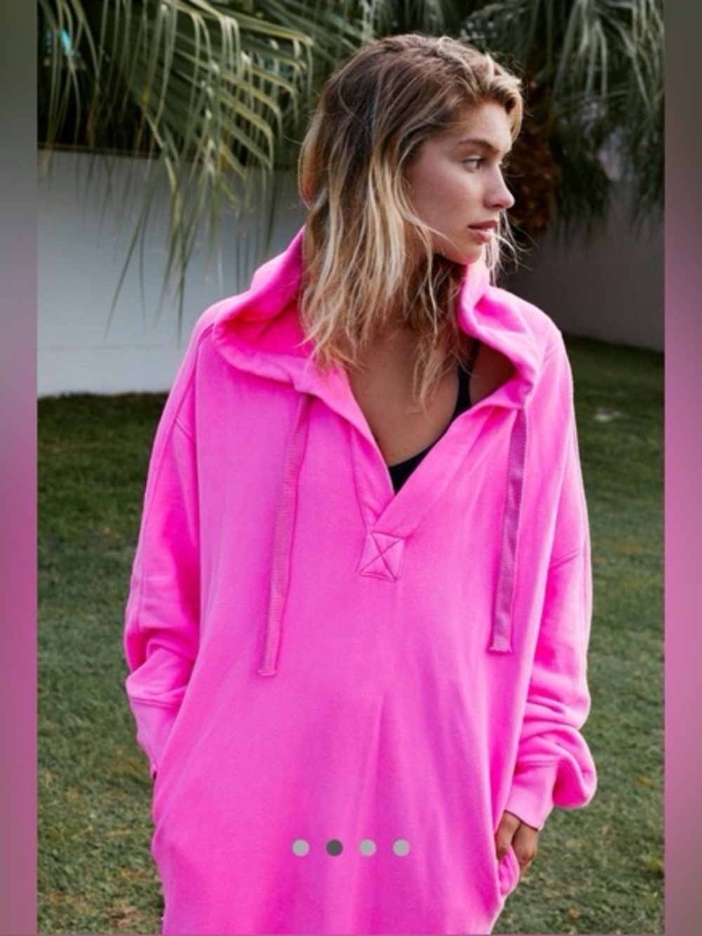 FREE PEOPLE Pink hoodie dress with pockets
